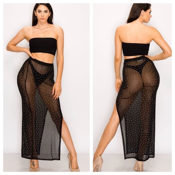 Sheer Rhinestone Skirt - Picture 2 of 6